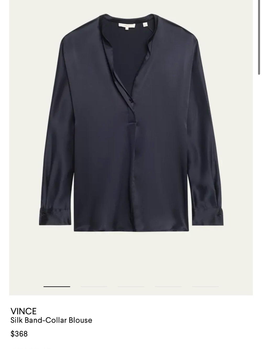 Vince Silk Band-Collar Shirt in Navy Blue